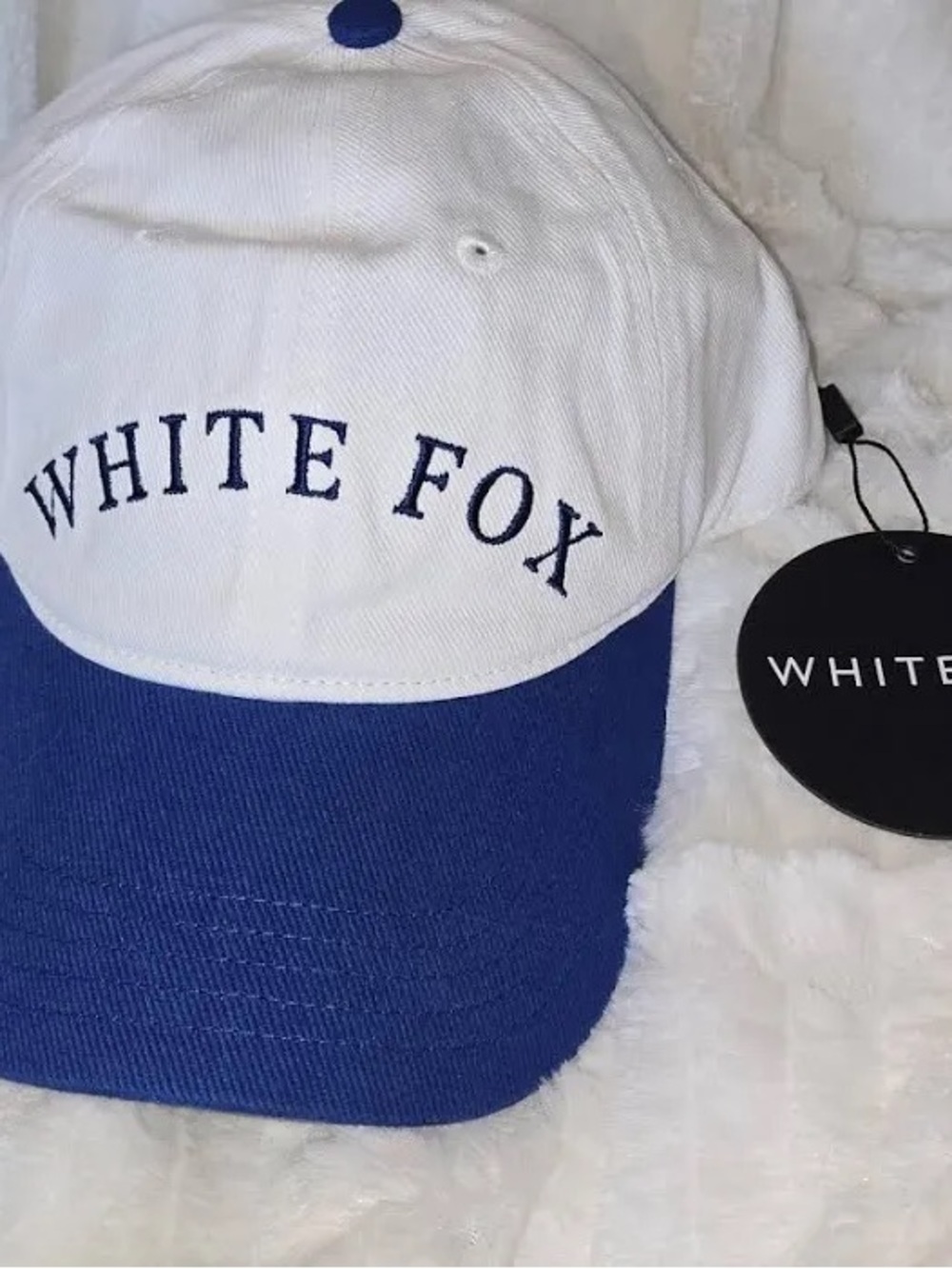 White Fox Boutique White and Blue Baseball Cap